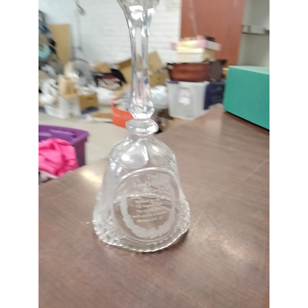 Vintage Artmark Lead Crystal‎ Bell Made In Germany The Lord's Prayer C.1986
